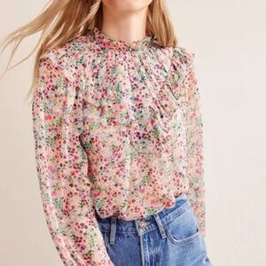 Boden V Yoke Flounce Top